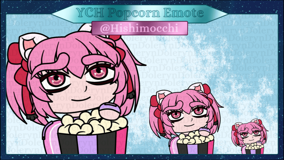 YCH Popcorn Emote for Mocchi aka @Hishimocchi